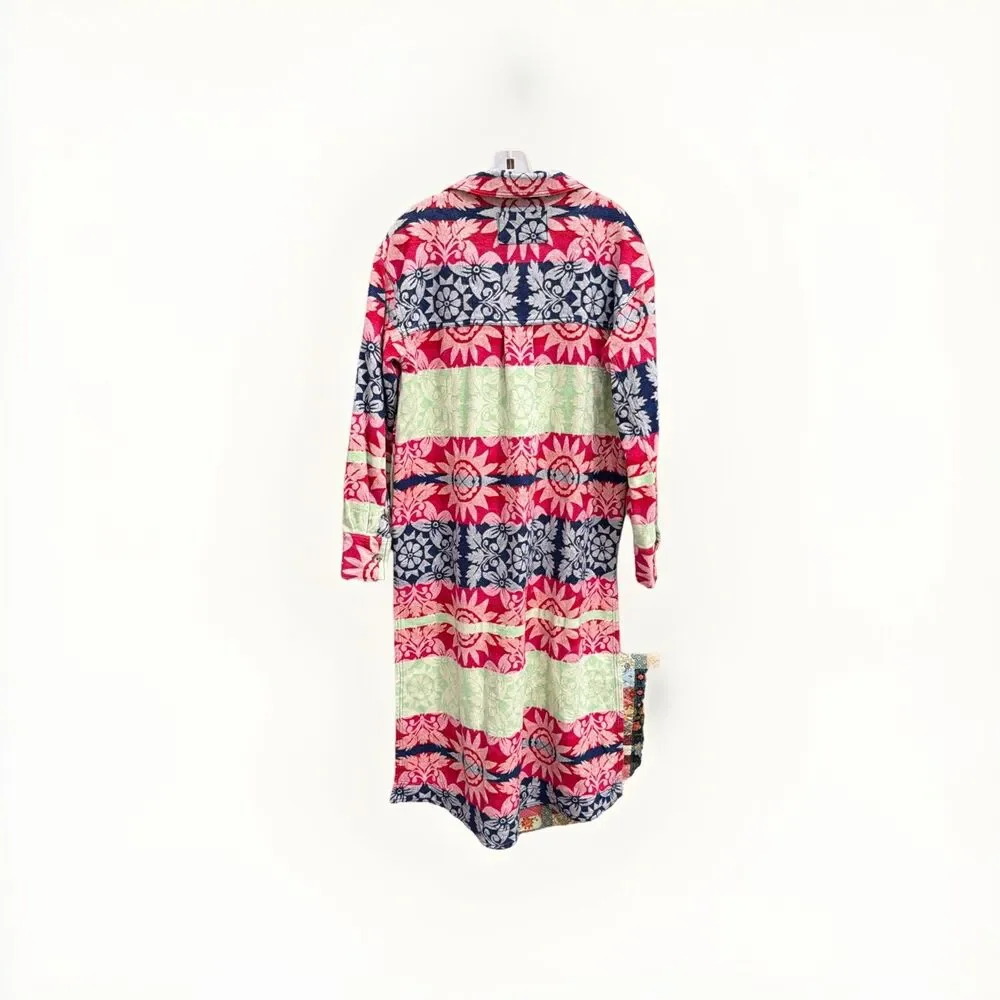 We The Free Free People Brick Lane Jacquard Maxi Shirt Boho Jacket Size Small - Picture 4 of 4